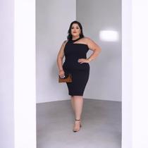 Vestido Mídi Plus Size Regata Um Ombro