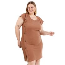 Vestido Midi Plus Size Ribana Anarruga Confort Moda Casual Tendência Verão 41424A