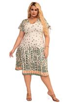 Vestido Midi Plus Size Roupa Feminina Estampado Manga Curta