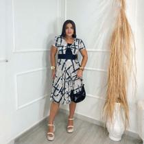 Vestido Midi Plus Size Torcido Estampado Moda Evangélica Feminina
