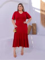 Vestido MIDI Plus Size Três Marias Petra Moda Evangélica Feminina Vestido MIDI Plus Size Três Marias Petra Moda Evangélica Feminina
