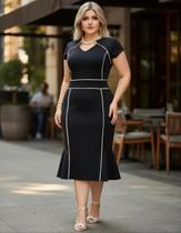 Vestido Midi Plus Size Viés Moda Evangélica Feminina