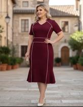 Vestido Midi Plus Size Viés Moda Evangélica Feminina