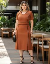 Vestido Midi Plus Size Viés Moda Evangélica Feminina