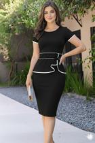 Vestido Midi Pluz Size Feminino Moda Evangélica Laço Na Cintura Linha Gold Oferta