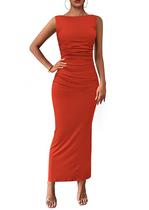 Vestido midi PRETTYGARDEN 2025, de verão, sem mangas, franzido, bodycon Vestido midi PRETTYGARDEN 2025, de verão, sem mangas, franzido, bodycon