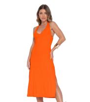 Vestido Midi Regata Em Ribana Canelada Rovitex Laranja Vestido Midi Regata Em Ribana Canelada Rovitex Laranja