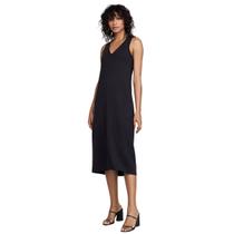 Vestido Midi Reto Decote V Em Viscose DZARM Vestido Midi Reto Decote V Em Viscose DZARM