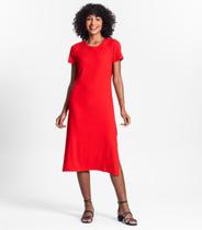 Vestido Midi Ribana Canelada Básico Rovitex Laranja