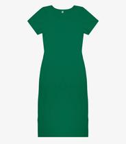 Vestido Midi Ribana Canelada Básico Rovitex Verde