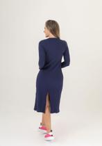 Vestido Midi Ribana Canelado Manga Longa Vestido Midi Ribana Canelado Manga Longa