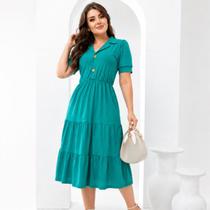 Vestido Midi Rodado Feminino Casual Chic Moda Evangélica 3 Marias