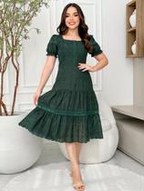 Vestido Midi Rodado Malha Lese Algodão Evangélico Festa Vestido Midi Rodado Malha Lese Algodão Evangélico Festa