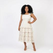 Vestido Midi Rodado Viscose Leve Elegante Premium MARRI MARRI
