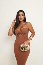 Vestido Midi sem alça Ana Com Aro Modelador
