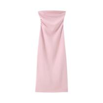 Vestido Midi Sem Alças - Sexy, Decote Reto e Fenda Traseira Vestido Midi Sem Alças - Sexy, Decote Reto e Fenda Traseira