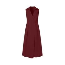 Vestido Midi Sem Mangas Com Decote Em V Para Mulheres ZANZEA Estiloso Sólido Para Trabalho De Verão