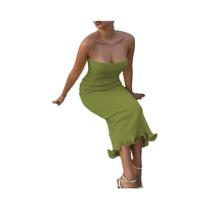 Vestido Midi Sem Mangas Com Rendas E Patchwork Para Mulheres, Look Sexy Para Festas E Clubes, Outono