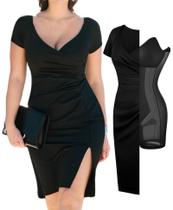 Vestido midi Shapewear Popilush Ruched Bodycon Pencil preto