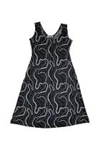 Vestido Midi Simplicidade Sem Manga Estampado Cor Do Céu