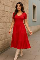 Vestido Midi Soltinho Casual Manga Curta Gola Evangelico Moda Comportada Vestido Midi Soltinho Casual Manga Curta Gola Evangelico Moda Comportada