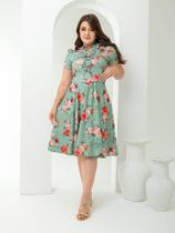 Vestido Midi Soltinho Floral Elegante Gode com Cinto Vestido Midi Soltinho Floral Elegante Gode com Cinto