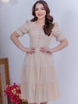 Vestido Midi Soltinho Malha Lese de Festa Convidads