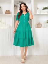 Vestido Midi Soltinho Malha Lese de Festa Convidads Vestido Midi Soltinho Malha Lese de Festa Convidads
