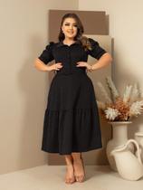 Vestido Midi Soltinho Verão Casual Elegante Moda Evangélica com Manga