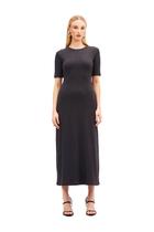 Vestido Midi Sommer Canelado Cinza Escuro