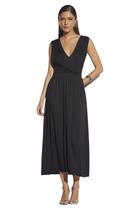 Vestido Midi Sommer Fluído Com Detalhe Franzido Preto