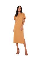 Vestido Midi Sommer Malha Bege Belgati Vestido Midi Sommer Malha Bege Belgati