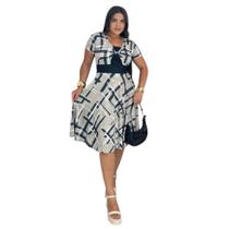 Vestido Midi Torcido Estampado Moda Evangélica Feminina