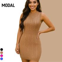 Vestido Midi Tricot Modal Premium Trança