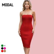 Vestido Midi Tricot Modal sem alça