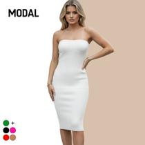 Vestido Midi Tricot Modal sem alça