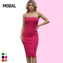 Vestido Midi Tricot Modal sem alça