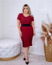 vestido midi tubinho liso encorpado