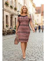 Vestido Midi Tubinho Plus Size Modesto Evangélico Festa Painéis Modeladores Elastano P ao G2 7 Cores Cor:RosêTa Vestido Midi Tubinho Plus Size Modesto Evangélico Festa Painéis Modeladores Elastano P ao G2 7 Cores Cor:RosêTa