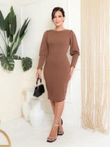 Vestido Midi Tubinho Social Manga Longa Inverno Moda Evangélica