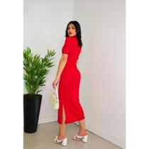 Vestido midi / vestido midi com manga/ vestido midi com fenda lateral