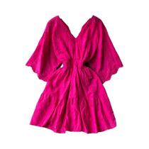 Vestido Midi Vintage Feminino Com Bordado Em Renda Decote Em V Branco Roxo Azul Mangas Curtas Verão