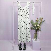 Vestido MIDI viscose c/ linho Tam 36 Poá branco c/ preto Vestido MIDI viscose c/ linho Tam 36 Poá branco c/ preto