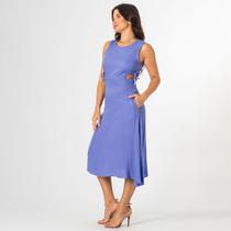 Vestido Midi Viscose Texturizada Detalhe Lateral Amarração