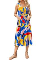 Vestido midi Zeagoo 2025, floral de verão, fluido, sem mangas, feminino