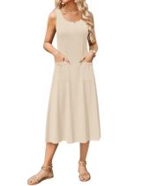 Vestido midi Zeagoo 2025 sem mangas, floral de verão, fluido Vestido midi Zeagoo 2025 sem mangas, floral de verão, fluido