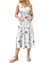 Vestido midi Zeagoo Summer Floral sem mangas para mulheres Vestido midi Zeagoo Summer Floral sem mangas para mulheres