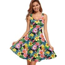 Vestido midi ZWPINITUP com estampa floral havaiana feminino 2026 3GG Vestido midi ZWPINITUP com estampa floral havaiana feminino 2026 3GG