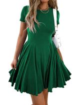 Vestido Mieazom Summer Fit and Flare Swing Flowy Mini verde escuro Vestido Mieazom Summer Fit and Flare Swing Flowy Mini verde escuro