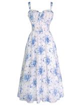 Vestido Milkmaid Scarlet Darkness Floral Espartilho Azul S Vestido Milkmaid Scarlet Darkness Floral Espartilho Azul S